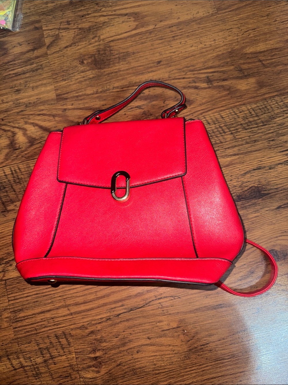 Red Structured Top-Handle Satchel Purse 38.T
